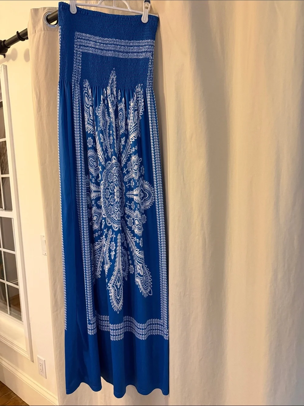 VENUS Royal Blue Maxi Skirt with White Medallion Print